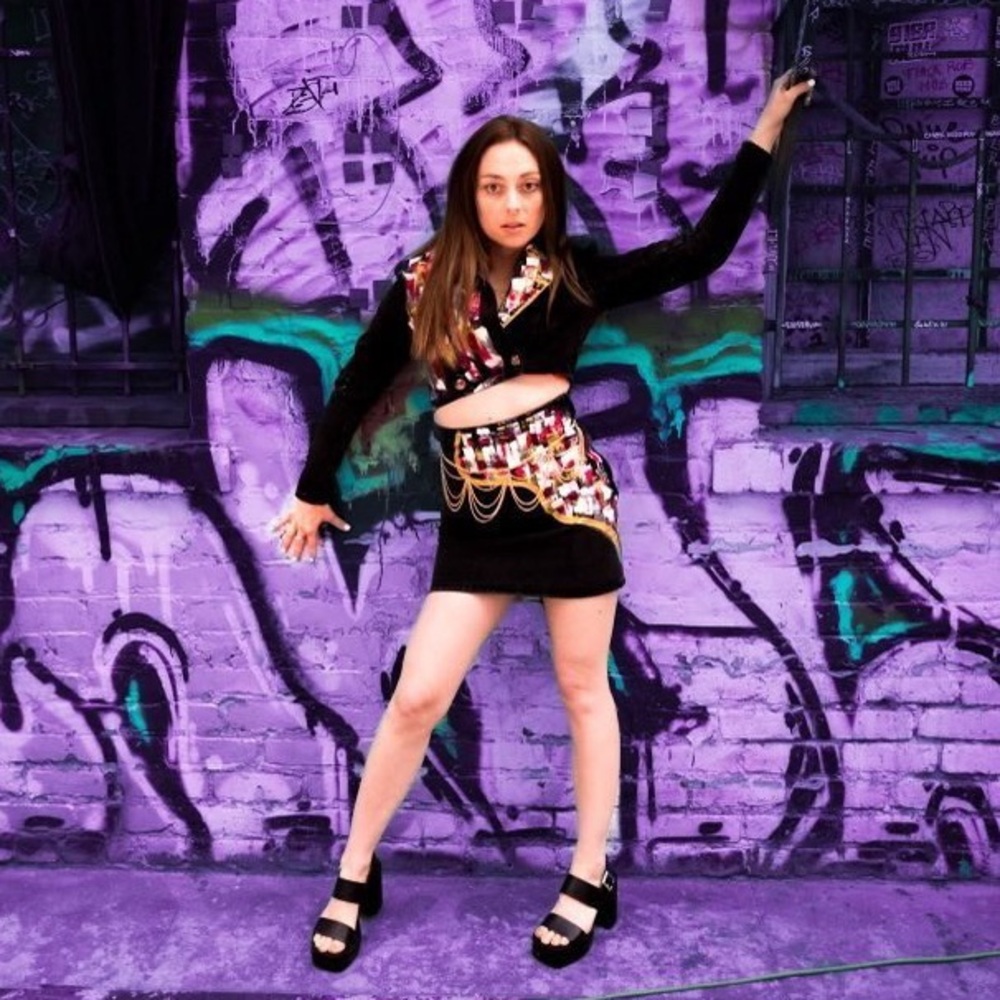 Up-cycled Hand Painted Black Denim Dress